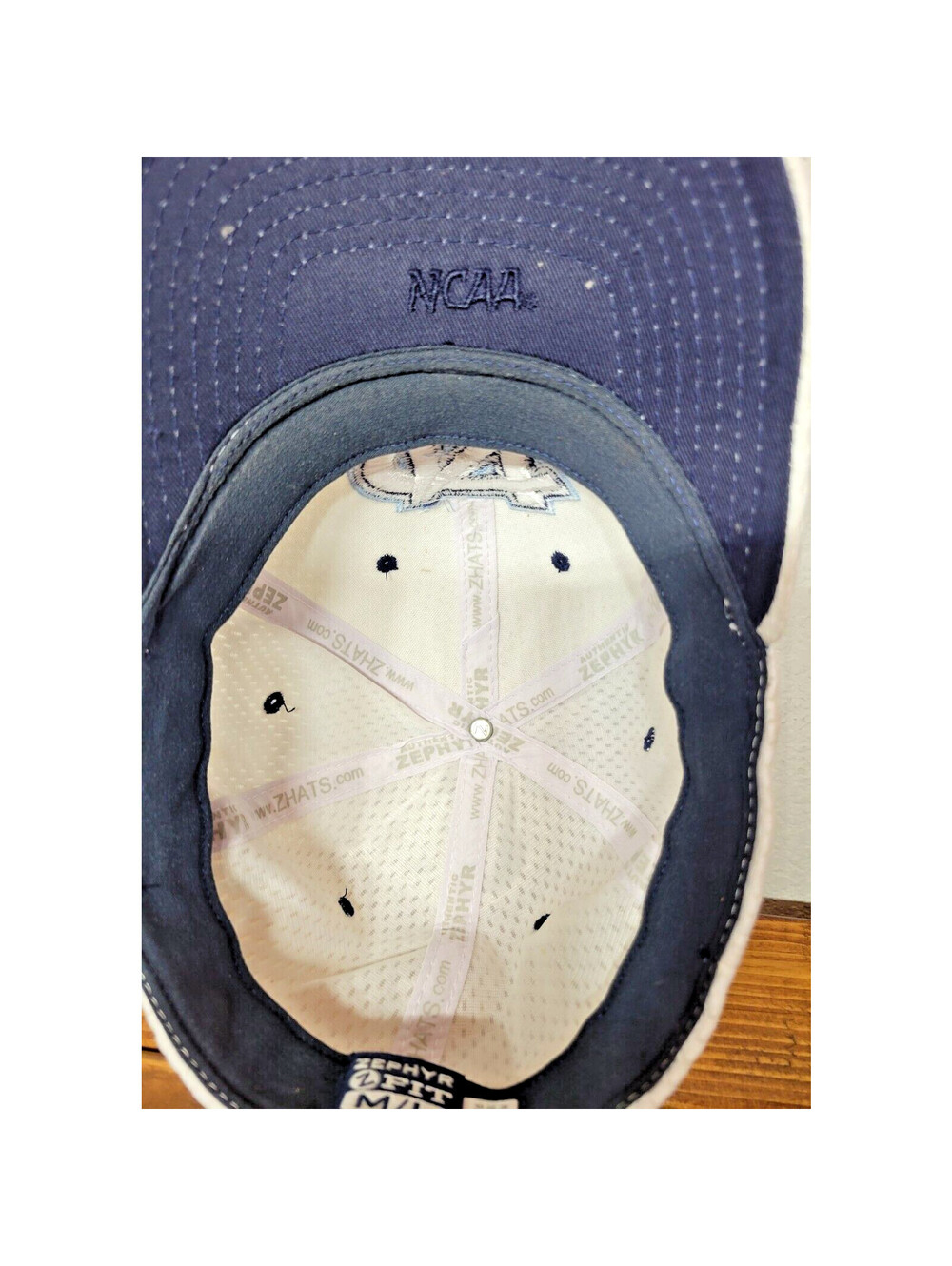 North Carolina Hat Cap Tar Heels Flex Fit Sz M/L Adult White NCAA Zephyr - Picture 6 of 8